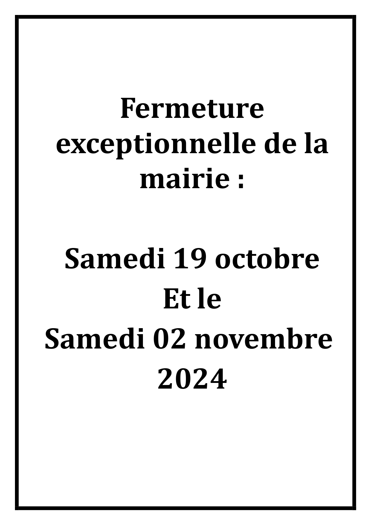 Affiche fermeture mairie 