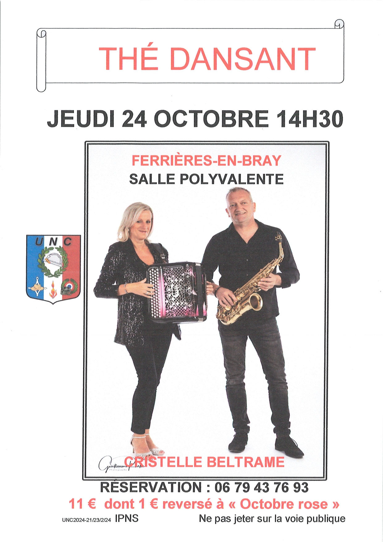 Affiche thé dansant du 24 octobre 2024